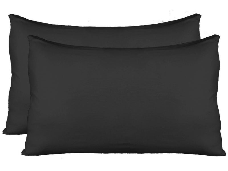 AUCOCU Stretch Jersey Pillow Cases with Invisible Zipper, Universal Size fit All King, Queen and Standard Size Pillows, Modal Rayon Spandex 180 Gram, Soft Than Cotton, Pack of 2, Black - Image 1